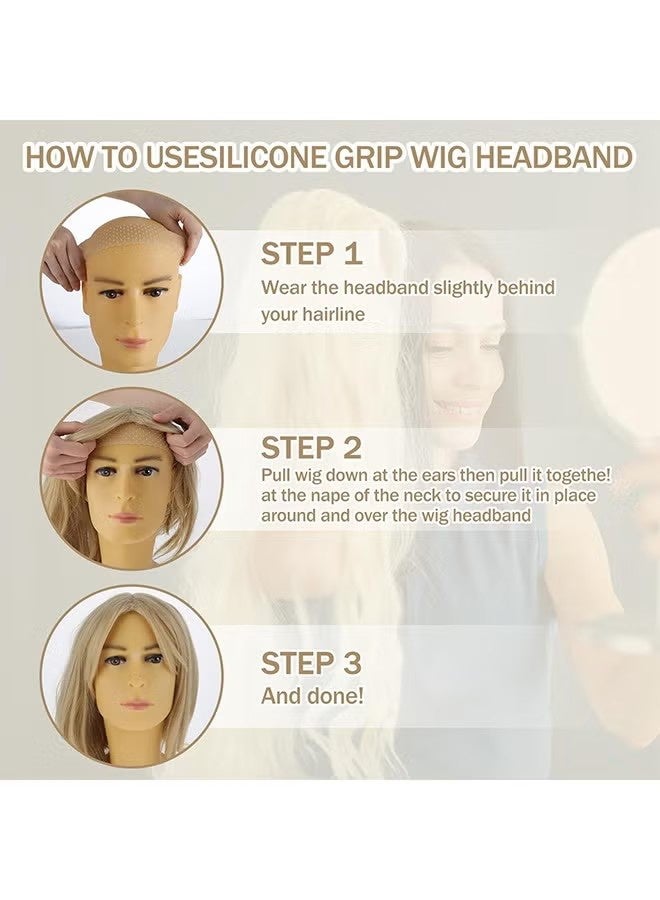 YJ 2 Pieces Silicone Grip Wig Band Adjustable Silicone Wig Headband Fix Non Slip Wig Bands Seamless Wig Grip Band Strong Holder for Men Women Sports Yoga Skin Color - Image 4