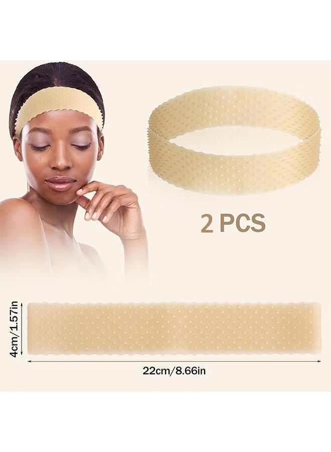 YJ 2 Pieces Silicone Grip Wig Band Adjustable Silicone Wig Headband Fix Non Slip Wig Bands Seamless Wig Grip Band Strong Holder for Men Women Sports Yoga Skin Color - Image 2