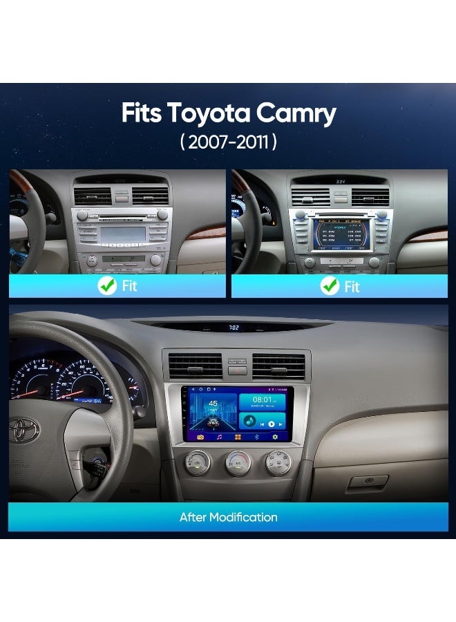 Vierex Android Car Stereo Screen For Toyota Camry 2007-2011 9 Inch Head Unit Car Stereo with HD Touch Screen, Wireless CarPlay, Android Auto, GPS, WiFi,Camera, Bluetooth Fast Interface (8+128GB Carplay) - Image 2