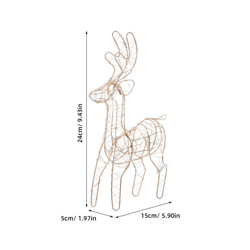 Golden Reindeer Night Light Christmas Decor Glowing Elk Statue Holiday Decoration For Bedroom Office - Image 3