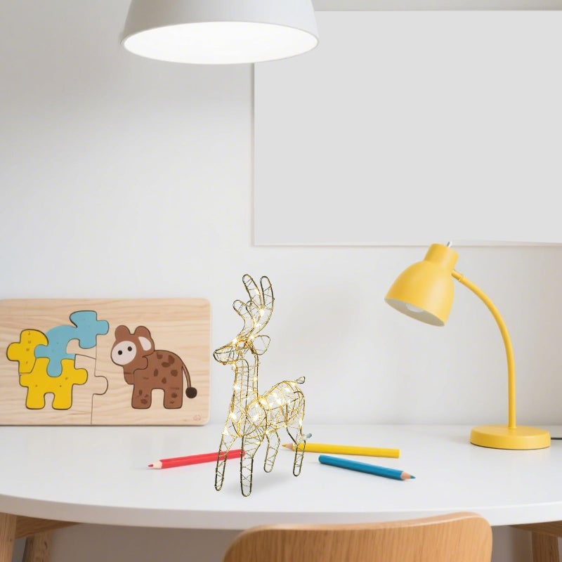 Golden Reindeer Night Light Christmas Decor Glowing Elk Statue Holiday Decoration For Bedroom Office - Image 5