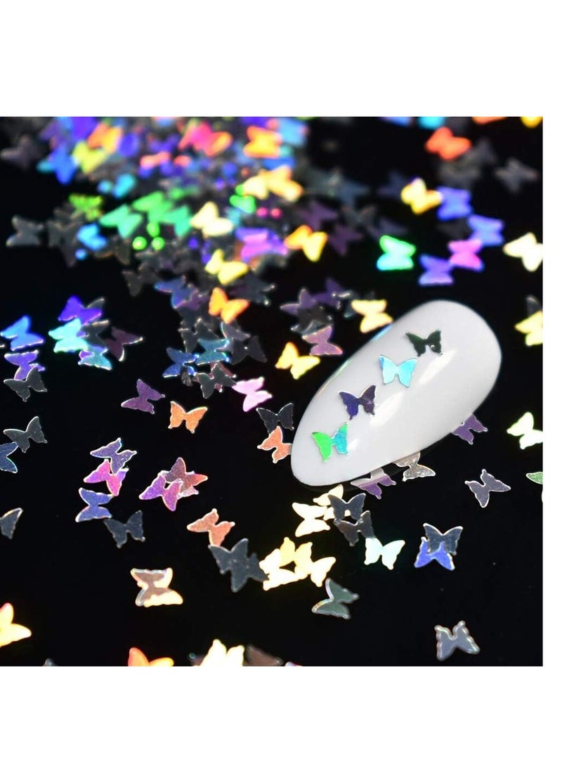 24 colors / glossy sequins for nail in the form of a 3D butterfly, sequel Felk of acrylic for the face and body, shiny makeup and nail drawings - Image 2
