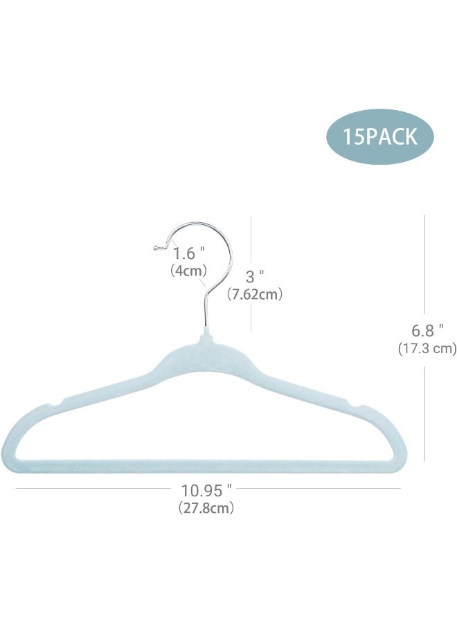 ManGotree ManGotree Baby Velvet Hangers, Infant and Toddler Hangers, No-Slip Children Hangers, Ultra-Slim Space Saving Kids Hangers, Sturdy & Durable Clothes Hangers 15 Pack (Blue)  - Image 2