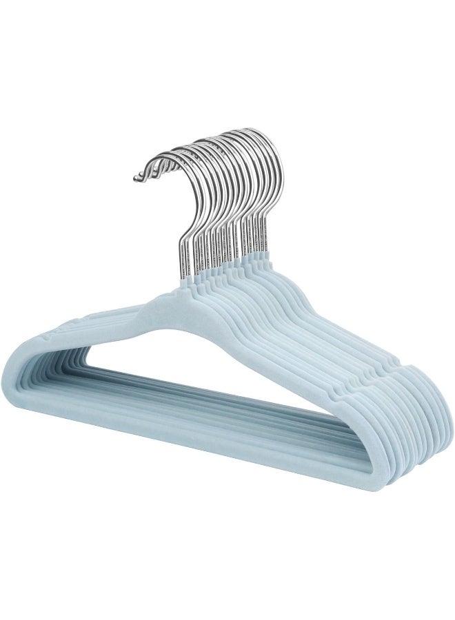 ManGotree ManGotree Baby Velvet Hangers, Infant and Toddler Hangers, No-Slip Children Hangers, Ultra-Slim Space Saving Kids Hangers, Sturdy & Durable Clothes Hangers 15 Pack (Blue)  - Image 1
