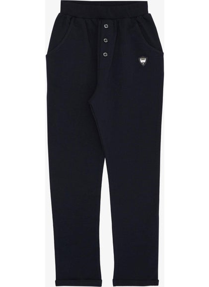 Breeze Boy's Bottom Embroidered Button Accessory Pocket Age 4-8, Navy Blue  - Image 1