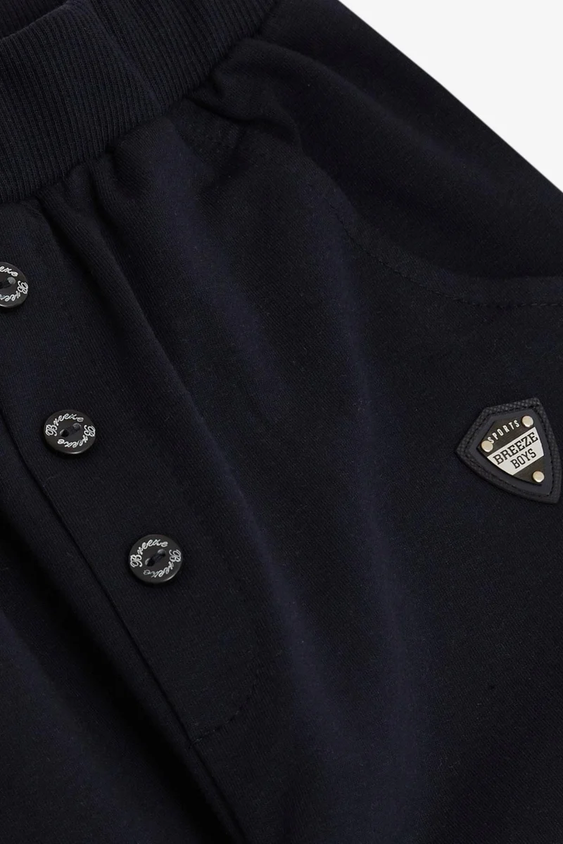 Breeze Boy's Bottom Embroidered Button Accessory Pocket Age 4-8, Navy Blue