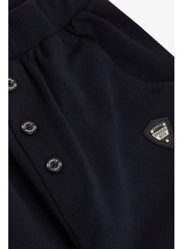 Breeze Boy's Bottom Embroidered Button Accessory Pocket Age 4-8, Navy Blue  - Image 2