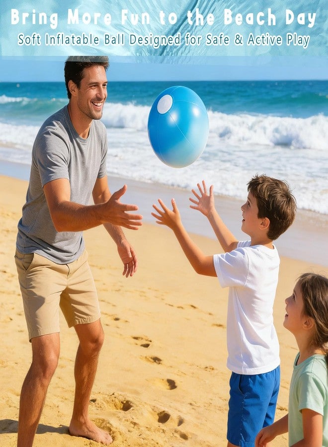 مجموعة ميني إنفلات من 24 كرة شاطئ زرقاء قابلة للنفخ للأطفال، كرات شاطئ كبيرة قابلة للنفخ بألوان الباستيل، ألعاب حمام سباحة صيفية، لوازم حفلات، ديكور حفلات عيد ميلاد لواو (12.5 بوصة) - Image 3