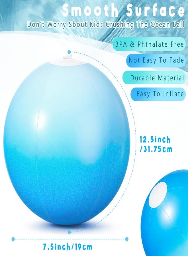 مجموعة ميني إنفلات من 24 كرة شاطئ زرقاء قابلة للنفخ للأطفال، كرات شاطئ كبيرة قابلة للنفخ بألوان الباستيل، ألعاب حمام سباحة صيفية، لوازم حفلات، ديكور حفلات عيد ميلاد لواو (12.5 بوصة) - Image 5
