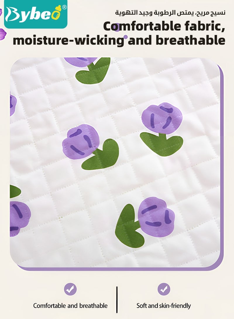 Bybeo 3 Pack Baby Washable Changing Mats, Waterproof Changing Pads, Ultra Soft Crib Mattress Sheets, Highly Absorbent Leakproof Underpads, Pure Cotton Bed Wetting Protector Mat for Newborns & Kids - Image 3