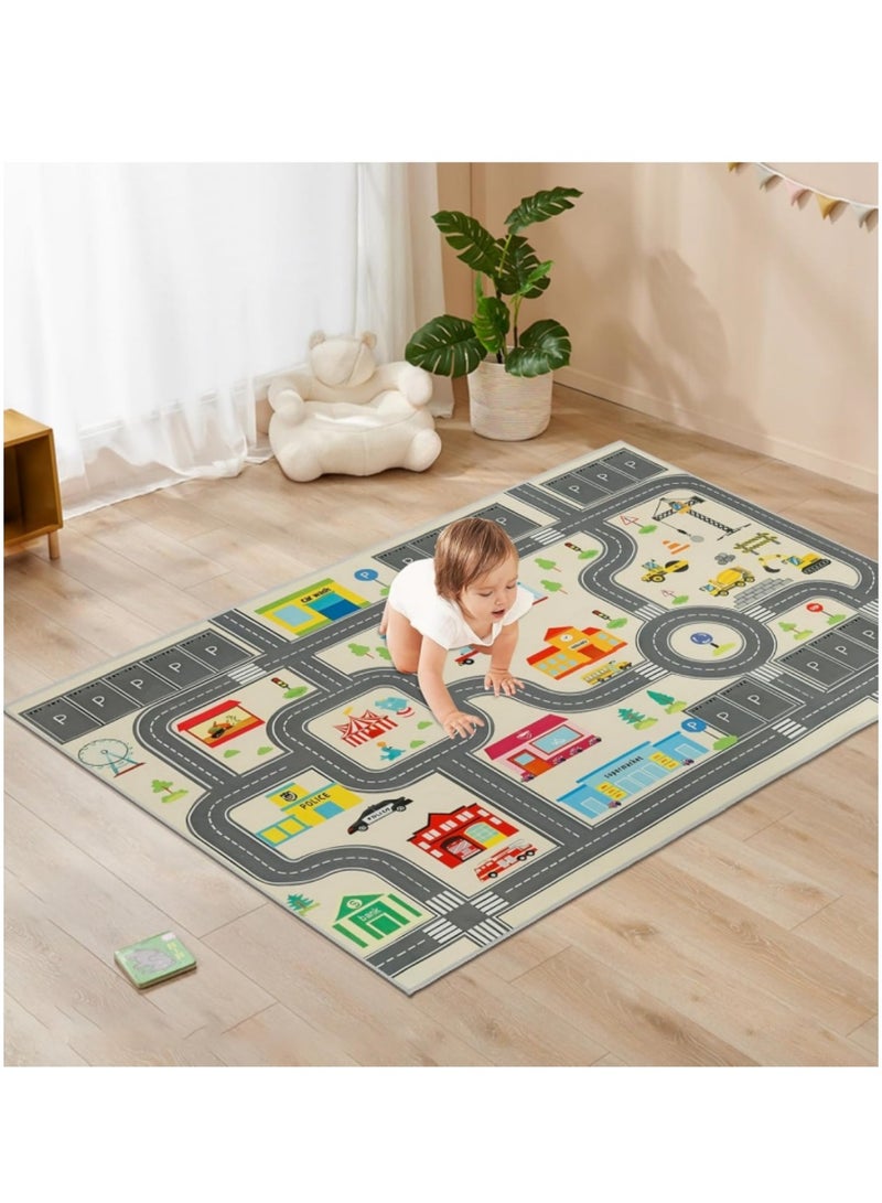 XICEN Large Anti-Slip Playmat, 47" x71" Kids Room Area Rug, Bedroom Decor Rug, City Life Road Traffic Educational Carpet for Boys Girls (Size 120cmx180cm/47" x71")  - Image 1