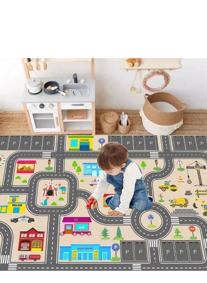 XICEN Large Anti-Slip Playmat, 47" x71" Kids Room Area Rug, Bedroom Decor Rug, City Life Road Traffic Educational Carpet for Boys Girls (Size 120cmx180cm/47" x71")  - Image 4