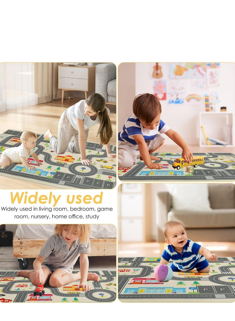 XICEN Large Anti-Slip Playmat, 47" x71" Kids Room Area Rug, Bedroom Decor Rug, City Life Road Traffic Educational Carpet for Boys Girls (Size 120cmx180cm/47" x71")  - Image 2