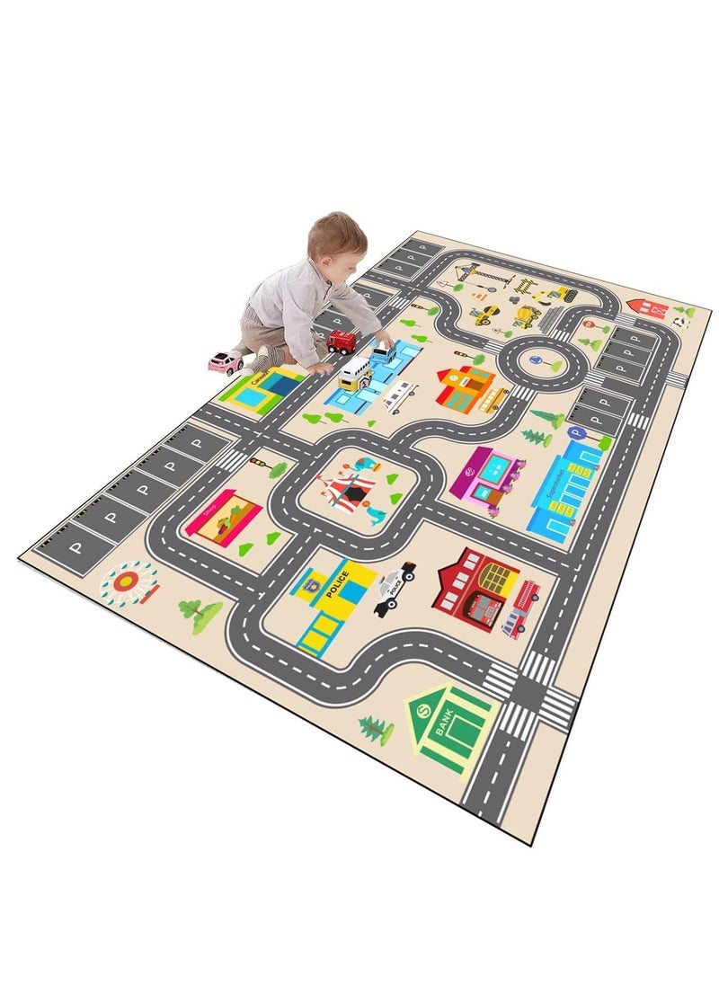 XICEN - Large Anti-Slip Playmat, 47" x71" Kids Room Area Rug, Bedroom Decor Rug, City Life Road Traffic Educational Carpet for Boys Girls (Size 120cmx180cm/47" x71") - Image 1