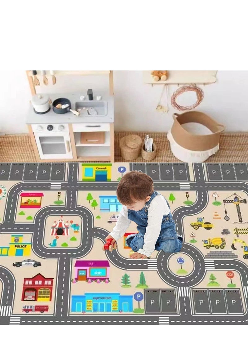 XICEN - Large Anti-Slip Playmat, 47" x71" Kids Room Area Rug, Bedroom Decor Rug, City Life Road Traffic Educational Carpet for Boys Girls (Size 120cmx180cm/47" x71") - Image 1