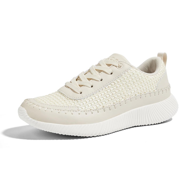 BELOS Women's Glitter Shoes Sparkly Lightweight Metallic Sequins Tennis Shoes Casual Retro Braided Walking Shoes(Beige Braided,9) - Image 1