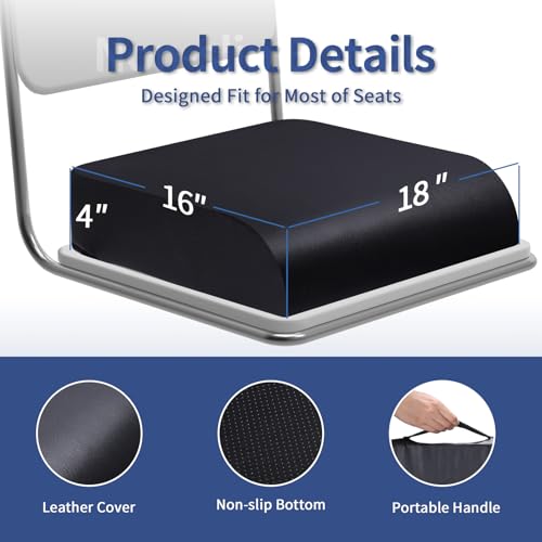 YOUFI Large Seat Cushion 4 Inch Thick Memory Foam PU Leather Cushion for Sciatica Hip Low Back Pain Relief Supportive Butt Pillow for Office Chair Wheelchair - Image 3