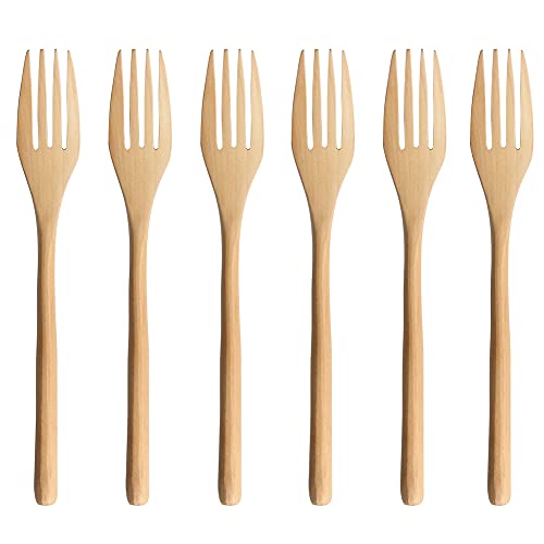 AOOSY Forks,Wooden Forks, AOOSY 6 Pieces Japanese Wood Salad Dinner Fork for Adult - Image 1