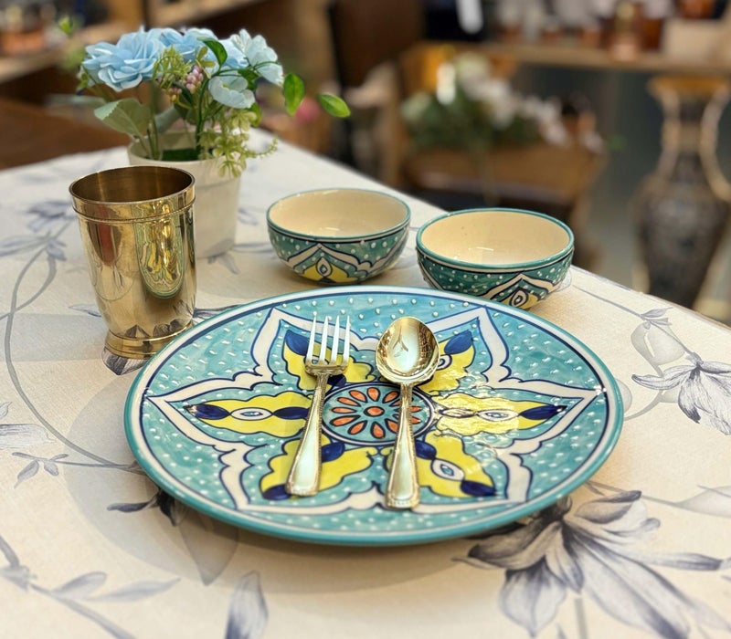 PURI - ?Ankara? Stoneware Plate and Bowls-Ocean Green (Set of 6 Pcs) - Image 5