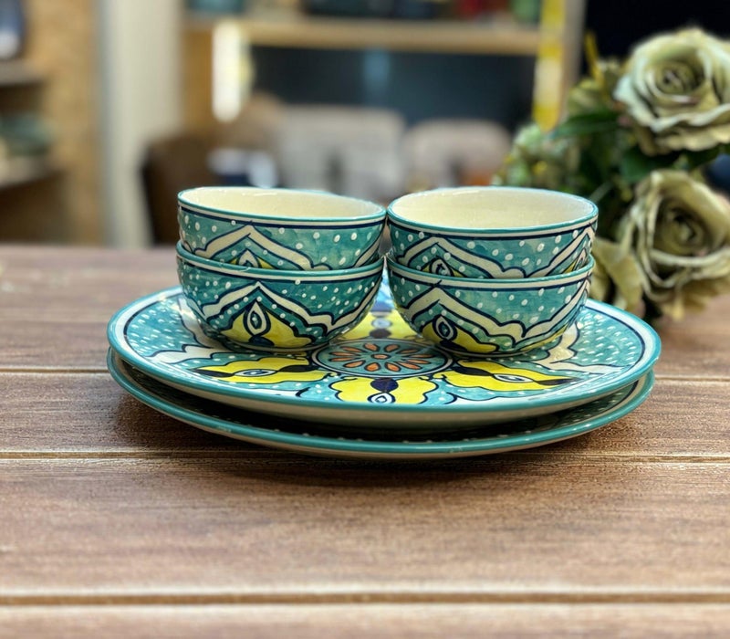 PURI - ?Ankara? Stoneware Plate and Bowls-Ocean Green (Set of 6 Pcs) - Image 2
