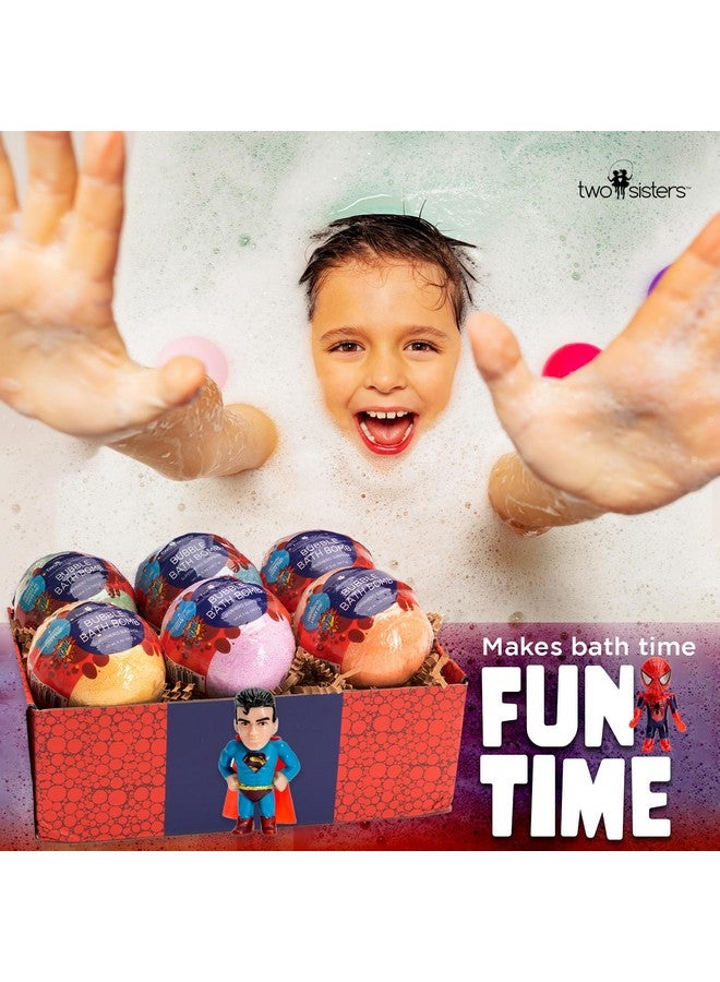 Two Sisters Superhero Bath Bombs for Kids with Surprise Toys Inside, 6 Pack Bubble Bomb Fizzies, Fruity Scents, Relaxing Aromas, USA Made, Ideal Birthday Gift for Girls & Boys by Two Sisters - Image 2