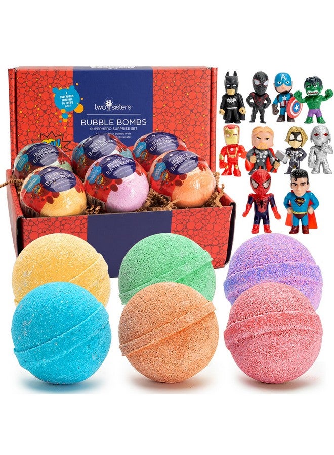Two Sisters Superhero Bath Bombs for Kids with Surprise Toys Inside, 6 Pack Bubble Bomb Fizzies, Fruity Scents, Relaxing Aromas, USA Made, Ideal Birthday Gift for Girls & Boys by Two Sisters - Image 1