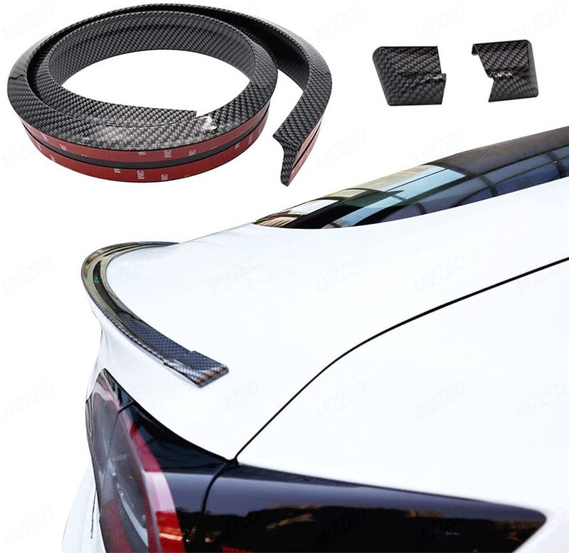 MIZZEO Fiber Trunk Spoiler Lip Punch/Drill Free (150 cm x 3.5 cm, Carbon Black) Compatible with Chevrolet Optra Magnum (2005-2009) - Image 1