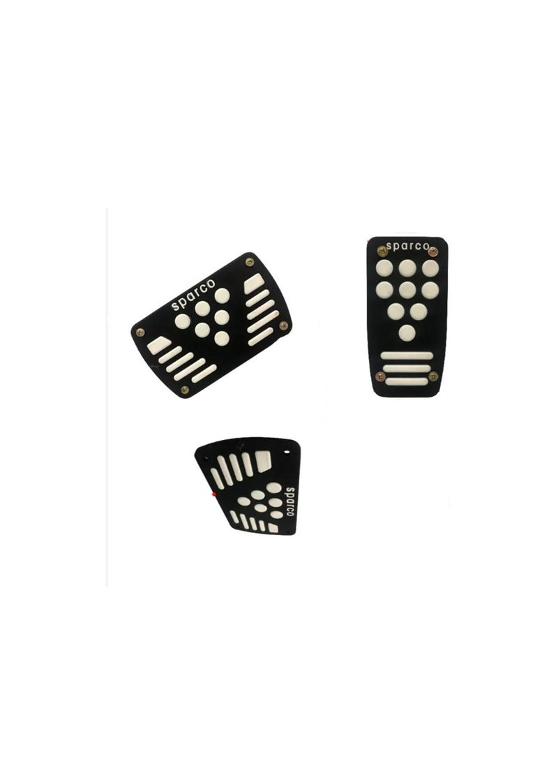 Pedal Cover Set Of 3 Pieces For Car Gas And Brake Pedal Cover - White * Black CS-061 - Image 2