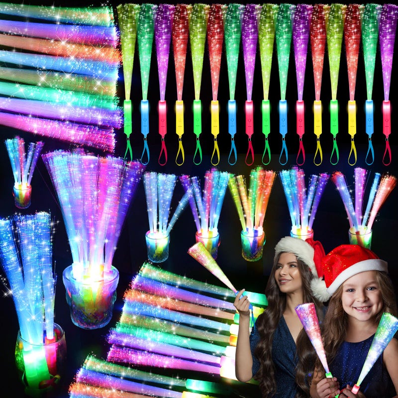 SHQDD 120PCS Glow Fiber Optic Sticks LED Light Wands Glow in The Dark Party Supplies Fiber Optic Wands for Weddings BirthdaysEventsFlashing LED Party FavorsColorful Light Sticks for KidsAdults - Image 3