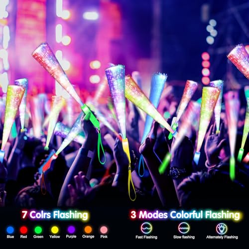 SHQDD 120PCS Glow Fiber Optic Sticks LED Light Wands Glow in The Dark Party Supplies Fiber Optic Wands for Weddings BirthdaysEventsFlashing LED Party FavorsColorful Light Sticks for KidsAdults - Image 5