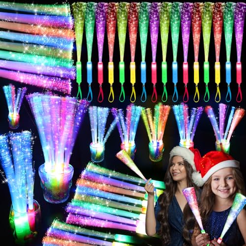 SHQDD 120PCS Glow Fiber Optic Sticks LED Light Wands Glow in The Dark Party Supplies Fiber Optic Wands for Weddings BirthdaysEventsFlashing LED Party FavorsColorful Light Sticks for KidsAdults - Image 1