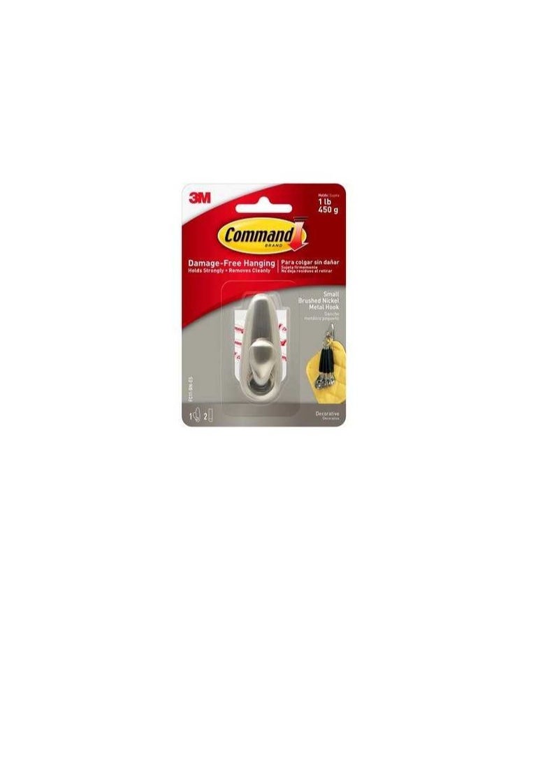 3M Command™ Small Forever Classic Brushed Nickel Metal Hook - Image 1