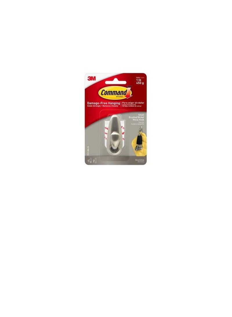 3M Command™ Small Forever Classic Brushed Nickel Metal Hook - Image 2