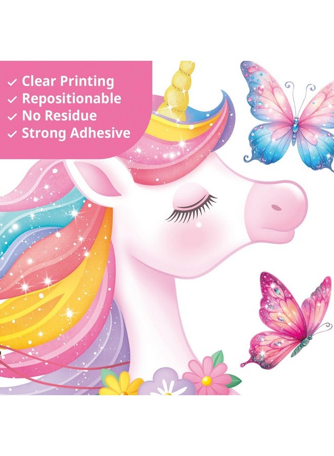 DECOWALL SG2-2503 Black Girl Unicorn Bible Verse Wall Decals Stickers Pink Décor Bedroom Room Art Toddler Decorations Peel and Stick Princess Nursery Butterfly Kids Baby Home Quotes Inspirational - Image 5