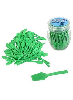 Pana 100Pcs Cosmetic Make Up Disposable Plastic 2.5 Spatulas Skin Care Facial Cream Mask Spatula (100 Pieces In A Container) (Apple Green)  - Image 1