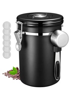 Y&D Coffee Container Airtight 624g Beans Canister Stainless Steel Vacuum Seal Storage Jar with Fresh Calendar Black  - Image 1