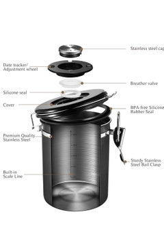Y&D Coffee Container Airtight 624g Beans Canister Stainless Steel Vacuum Seal Storage Jar with Fresh Calendar Black  - Image 5