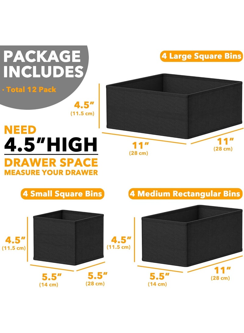 كيلا منظم أدراج الملابس، عبوة من 12 صندوقًا لتنظيم أدراج الملابس لغرفة الأطفال، وتنظيم الخزانة، ومقسمات تخزين للملابس، وملابس الأطفال، والملابس - Image 3