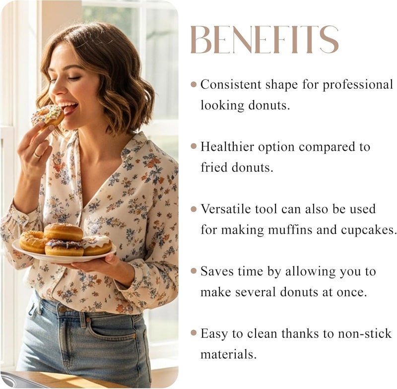 Bellemain Premiere Donut Pan for Baking | Nonstick 12.5 x 8.5” Doughnut Pan with 6-Doughnut Molds | Steel Donut Trays | Make Perfect Bagels and Cake Donuts (2) - Image 5