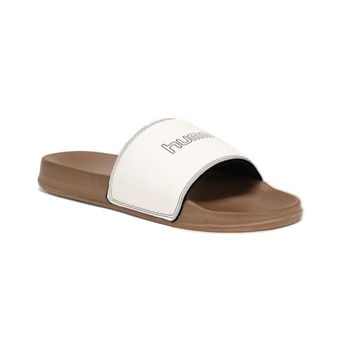 hummel CLASSIC MEN SLIDERS Comfortable Cushioned Sole Arch Support Durable Lightweight Flexible Trendy Style Flip flops and Slippers Slides for Men Daily use Chappal - UK 8 Brown - Image 1