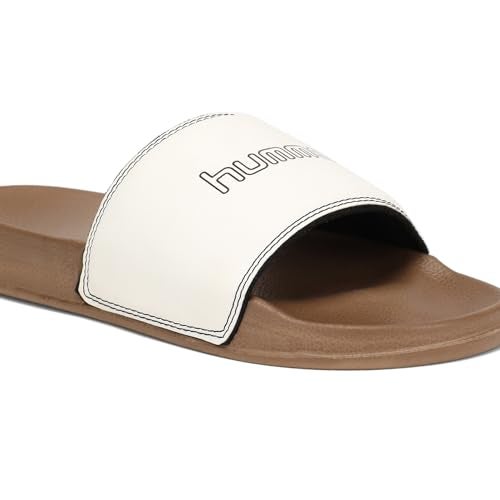 hummel CLASSIC MEN SLIDERS Comfortable Cushioned Sole Arch Support Durable Lightweight Flexible Trendy Style Flip flops and Slippers Slides for Men Daily use Chappal - UK 8 Brown - Image 4