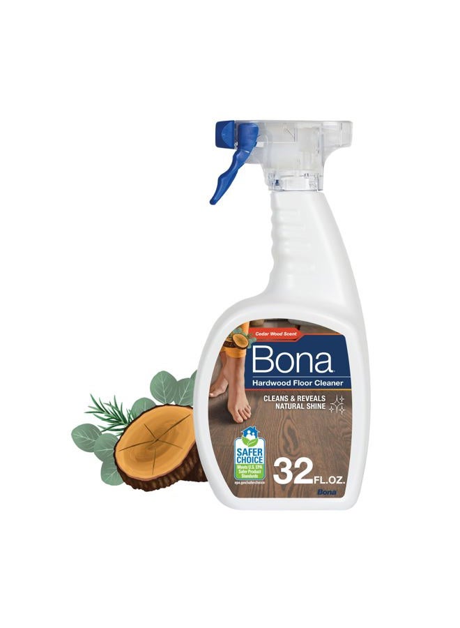 BONA رذاذ منظف الأرضيات الخشبية - 32 أونصة سائلة - رائحة خشب الأرز - قابل لإعادة التعبئة - حل تنظيف خالي من الرواسب للأرضيات الخشبية - Image 1