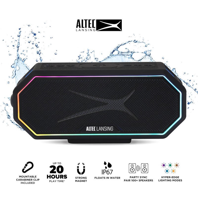 Altec Lansing Loud Portable Speakers Bluetooth Wireless Waterproof - MultiColor LED, 20 Hour Playtime, Mount Included | HydraBLAST 2.0 Magnetic Bluetooth Speaker for Travel, Home and Outdoor Adventure - Image 2