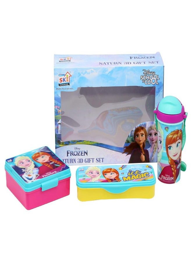 SKi Homeware SKI Saturn 3D Frozen Back to School Combo Set- Lunch Box, Water Bottle & Pencil Box - Image 1