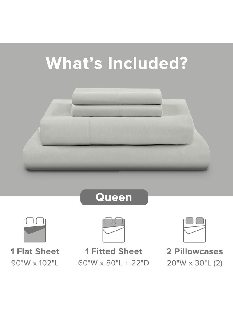 Comfort Spaces Comfort Spaces Extra Deep Pocket Sheets  100% Cotton Sheets Queen Fits up to 24"" Mattress  Breathable  Naturally Cool Cotton Sheets  Soft Cotton Sheets  All Seasons Sheet Set  Grey 4 Piece  - Image 3