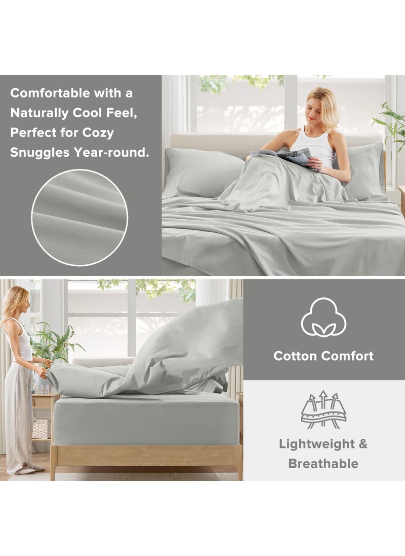 Comfort Spaces Comfort Spaces Extra Deep Pocket Sheets  100% Cotton Sheets Queen Fits up to 24"" Mattress  Breathable  Naturally Cool Cotton Sheets  Soft Cotton Sheets  All Seasons Sheet Set  Grey 4 Piece  - Image 5