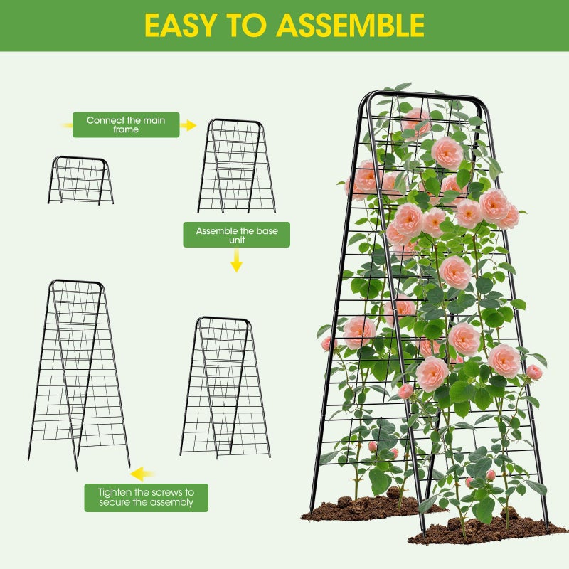 MQHUAYU Heavy Duty Cucumber Trellisï¼Œ50"x17" Adjustable A-Frame Trellis for Climbing Plants ï¼ŒMetal mesh Design, Rust-Proof and UV-Resistantï¼ŒGarden Trellis for Cucumber Beans and Vine Type Plants. Black &1Pcs - Image 2