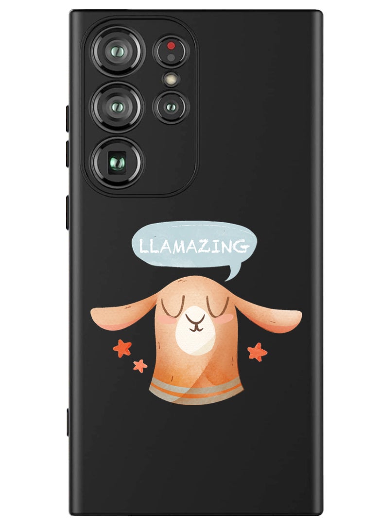 Theodor Protective Slim Fit Case Liquid Silicone Cover with Full Body Protection Anti-Scratch Shockproof Case For Samsung Galaxy S24 Ultra (Black) - Llamazing lama  - Image 1