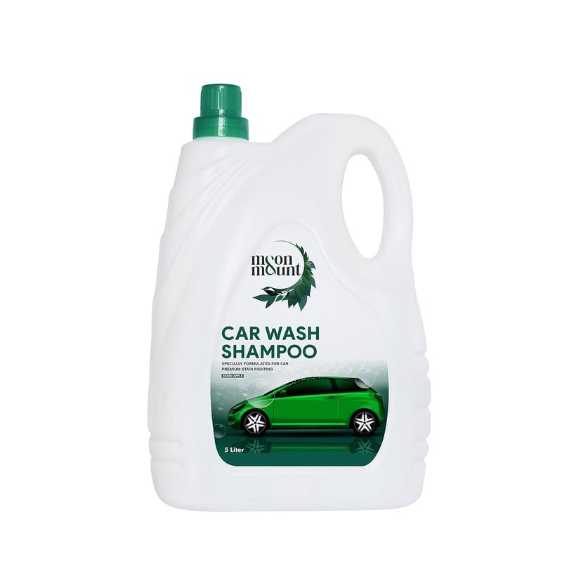 Moon & Mount Car Washing Liquid, Car Wash Shampoo, Safe For Cars, Trucks, Motorcycles, Rvs & More, Wash Liquid For Car And Bike - 5 Liter (Green Apple) - Image 1