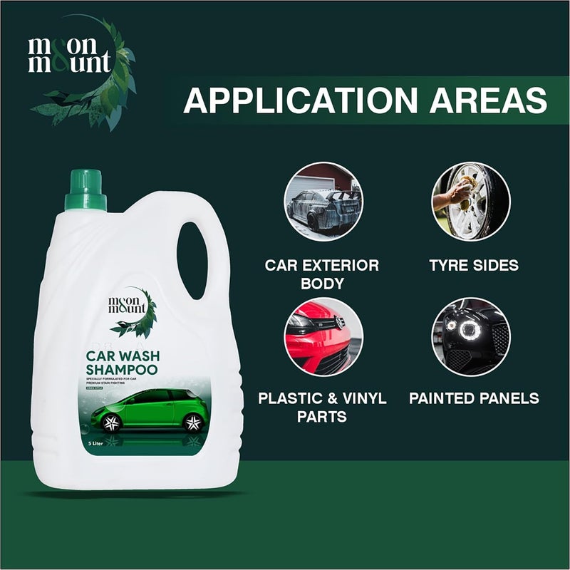 Moon & Mount Car Washing Liquid, Car Wash Shampoo, Safe For Cars, Trucks, Motorcycles, Rvs & More, Wash Liquid For Car And Bike - 5 Liter (Green Apple) - Image 3